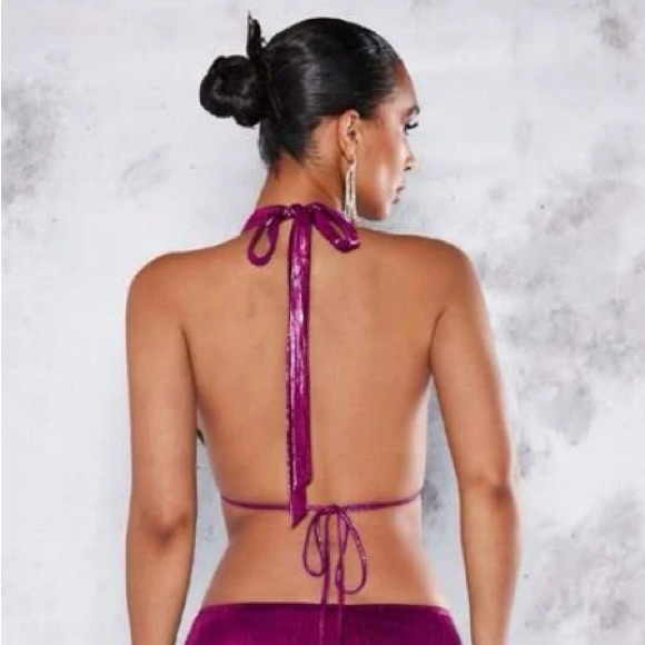 Magenta Metallic Halter Top NWT Size XS - Picture 3 of 13